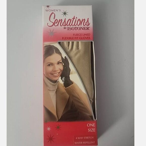 Accessories - Women Sensation by Isotoner fleece lined Flexible Fit gloves/NEW/Camel Color